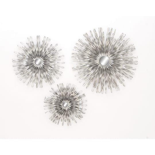 Silver Metal Modern Wall Décor Set, 18", 22" & 27"